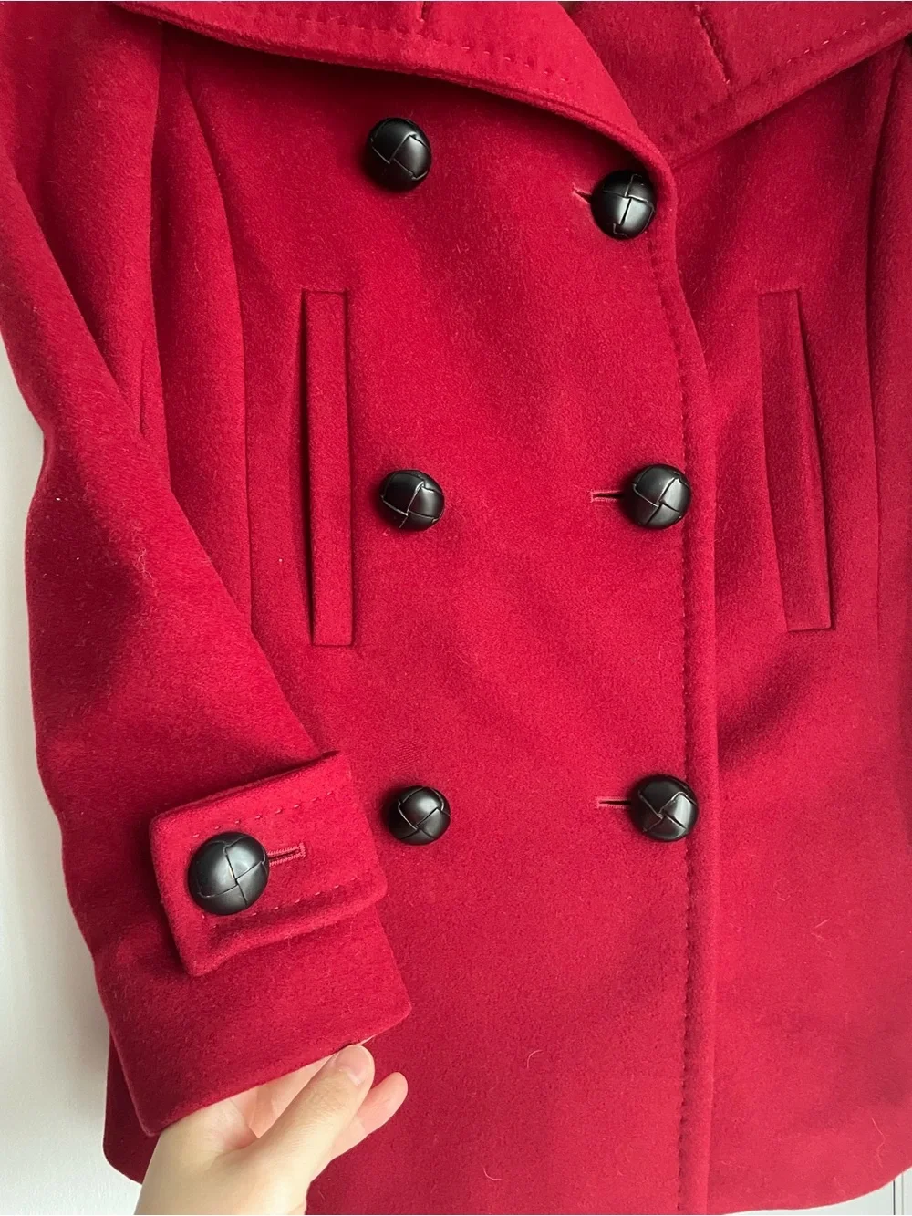 ARITZIA BABABTON Howell Red Pea Coat - Virgin Wool & Cashmere Blend - Picture 4 of 12